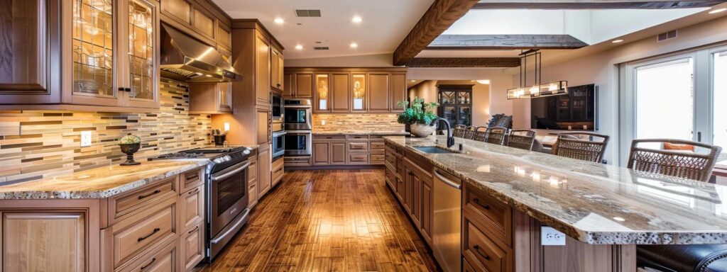 a beautifully renovated kitchen featuring modern cabinetry and elegant countertops, illuminated by warm golden light, showcasing the meticulous craftsmanship of experienced remodeling professionals.