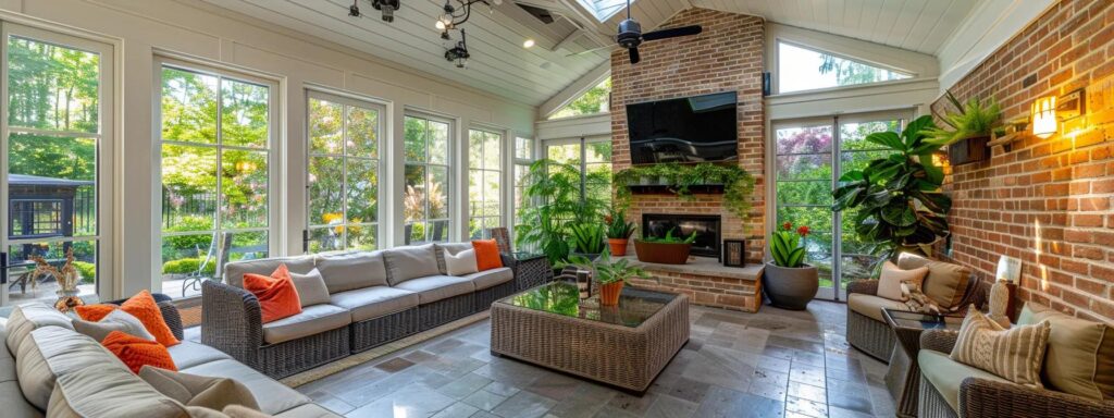 a stunning sunroom bathed in warm, natural light showcases panoramic views of a lush garden, emphasizing the increased value and expansive living space that enhances a home’s appeal.